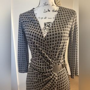 Max Studio Faux Wrap Dress w/ Buckle Design